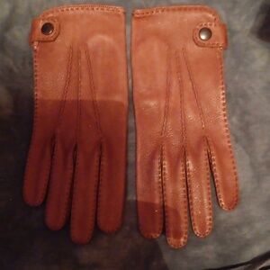 VINTAGE HERMES COGNAC LAMB LEATHER GLOVES 7 1/2